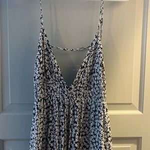 Garage, Navy and White Floral Backless, Front Tie Dress, Size Large